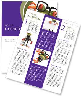 A frog with glasses sitting on top of a piece of paper Newsletter Template