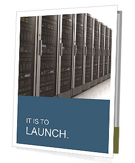 Isolated Network Servers In A Datacenter Room On White Reflective Background Presentation Folder