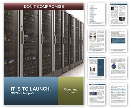 Isolated Network Servers In A Datacenter Room On White Reflective Background Word Template
