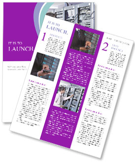 Networking Businessman: Young Engineer With Sleek Aluminum Laptop In A Server Room Newsletter Template