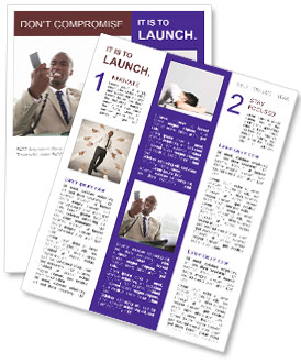 Furious Businessman Checking Mobile Phone In Office Newsletter Template
