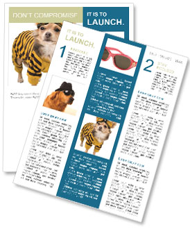 Isolated White Background Photo Of A Chihuahua Puppy Wearing A Suit And Goggles Newsletter Template