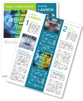 Digital Dental Diagnostic Examination: Panoramic X-Ray Of Human Skull Mandible And Teeth In Young Adult Male Newsletter Template