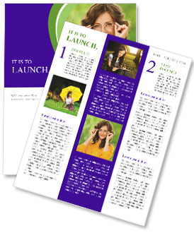 Pretty Young Woman In Eyeglasses And Yellow Blouse Poses In Green Summer Park Newsletter Template