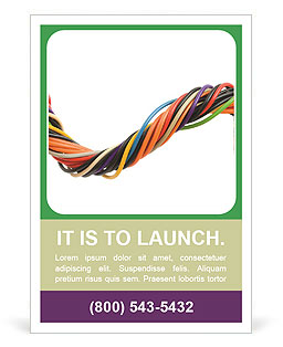 Isolated Multicolored Computer Cable On White Background For Electronics And Technology Use Ad Template