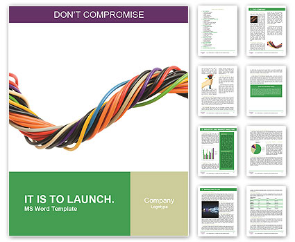 Isolated Multicolored Computer Cable On White Background For Electronics And Technology Use Word Template