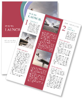 Businessman Jumping Over Broken Bridge In Portrait Photo Shoot Newsletter Template