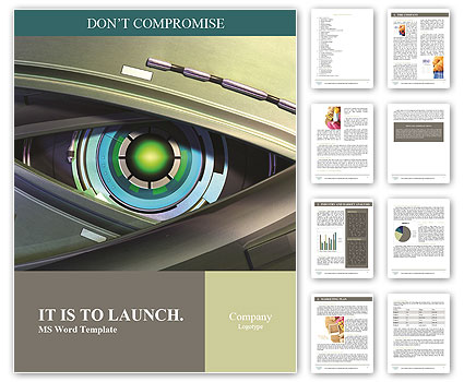 Close-up on a robotic eye Word Template
