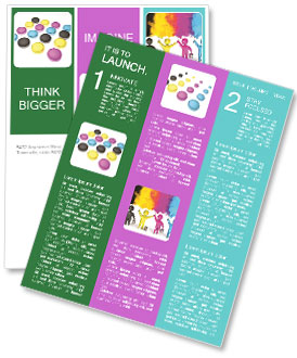 White Reflective Background With Cmyk Ink Drops Rendering Newsletter Template