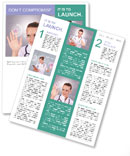 Collage Of A Young Nurse In White Uniform With Transparent Glasses And Stethoscope Clicking Virtual Buttons Newsletter Template