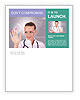 Collage Of A Young Nurse In White Uniform With Transparent Glasses And Stethoscope Clicking Virtual Buttons Newsletter Template