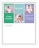 Collage Of A Young Nurse In White Uniform Using Virtual Buttons With Stethoscope And Transparent Glasses Newsletter Template