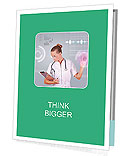 Collage Of A Young Nurse In White Uniform Using Virtual Buttons With Stethoscope And Transparent Glasses Presentation Folder