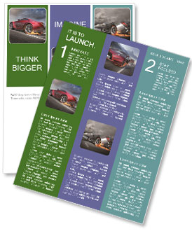 Unique Sports Car With Original Design Driving On The Road. Newsletter Template