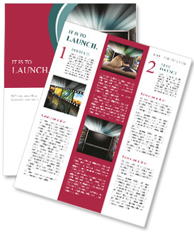 Media Technology Concept: Flat Screen Tv With Black Text Area, Photo Images, And Glowing Light On Top Newsletter Template