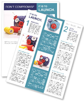 Buttons And Red/White Pins Embedded In Wool Ball Newsletter Template