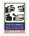 Set Of Isolated Semi-Professional Video Camcorders On A White Background Ad Template