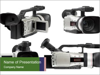 Set Of Isolated Semi-Professional Video Camcorders On A White Background PowerPoint Template