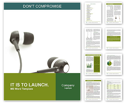 Isolated Earphone And Headphone On White Background - Focused Shot Word Template