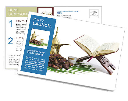 Quran Book Dates and Coffe Postcard Template