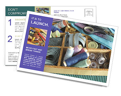 Woman's Sewing Utensils Postcard Template
