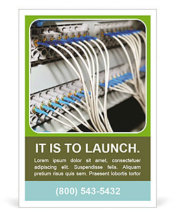 Connecting Servers In A Data Center With Network Hub, Patch Cables, And Fiber Cables - Check Out More Network And Server Ad Template