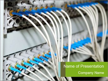 Connecting Servers In A Data Center With Network Hub, Patch Cables, And Fiber Cables - Check Out More Network And Server PowerPoint Template