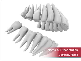 Isolated 3D Teeth Of Humans On White Background PowerPoint Template