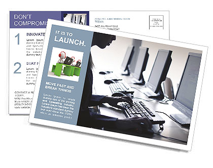 Work At Office Postcard Template