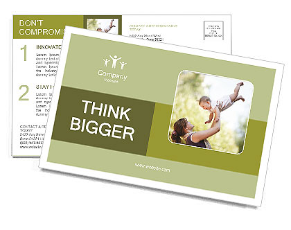 Mother Plays With Baby Postcard Template