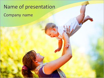 Mother Plays With Baby PowerPoint Template