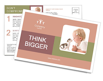 Girl With Kitty Postcard Template