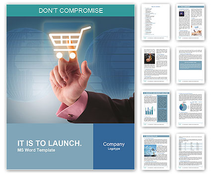 Man hand pressing shopping cart icon Word Template