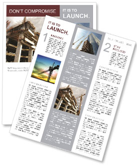 Construction site with crane and building Newsletter Template