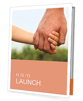 Father's hand lead his child son in summer forest nature outdoor, trust family concept Presentation Folder