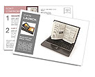 E-learning. Laptop screen as book on white background. 3d Postcard Template
