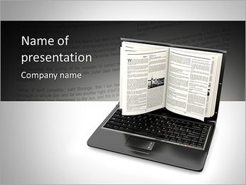 E-learning. Laptop screen as book on white background. 3d PowerPoint Template