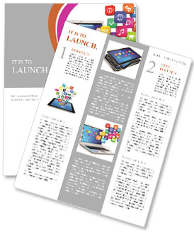 Computer mobility, internet communication and cloud computing concept: white laptop with cloud of co Newsletter Template