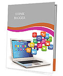 Computer mobility, internet communication and cloud computing concept: white laptop with cloud of co Presentation Folder