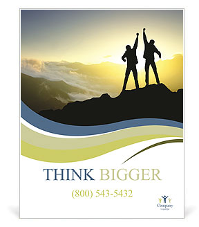 Silhouette of couple winners on sky background. Sport and active life Poster Template