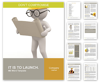 3d people - men , person with project. Engineer Word Template