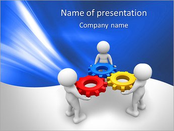 3d people - man, person with gear mechanism. PowerPoint Template
