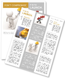 3d people - men , person and helmet . Handshake. Engineer Newsletter Template