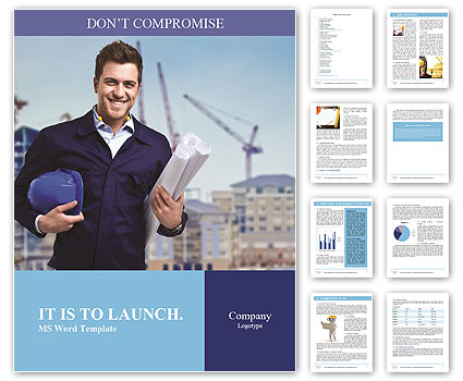 Portrait of an handsome young architect Word Template