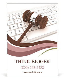 Justice Gavel and keyboard on a white background Ad Template