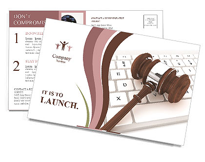 Justice Gavel and keyboard on a white background Postcard Template