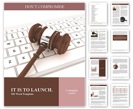 Justice Gavel and keyboard on a white background Word Template