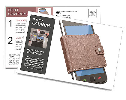 Mobile Phone In Purse Postcard Template