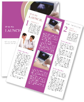 A person in a medical gown is performing a procedure on a pregnant Newsletter Template