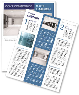 Neon-Lit And Reflective-Floor Computer Center Devoid Of Inhabitants. Newsletter Template